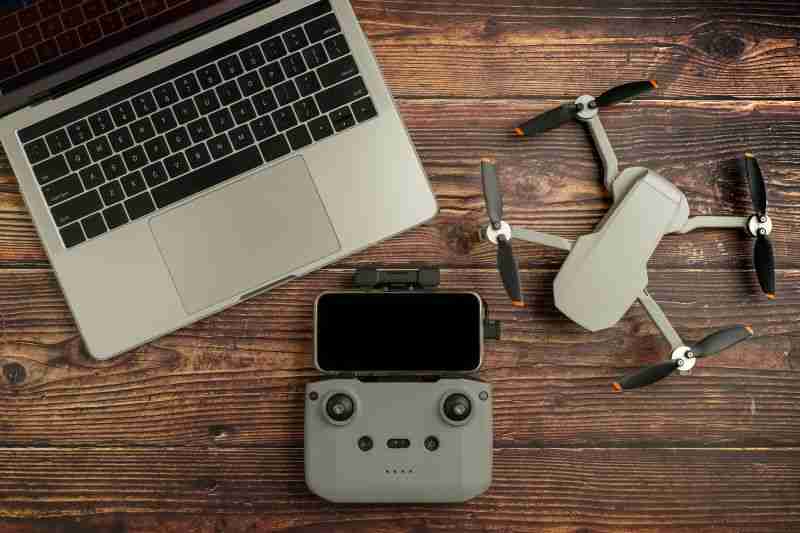drone controls with laptop