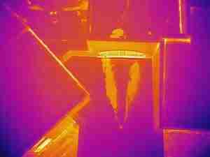 Thermal image showing moisture below surface.