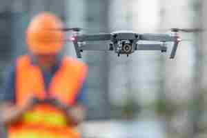construction worker with drone
