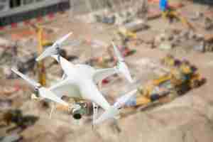drone flying over construction